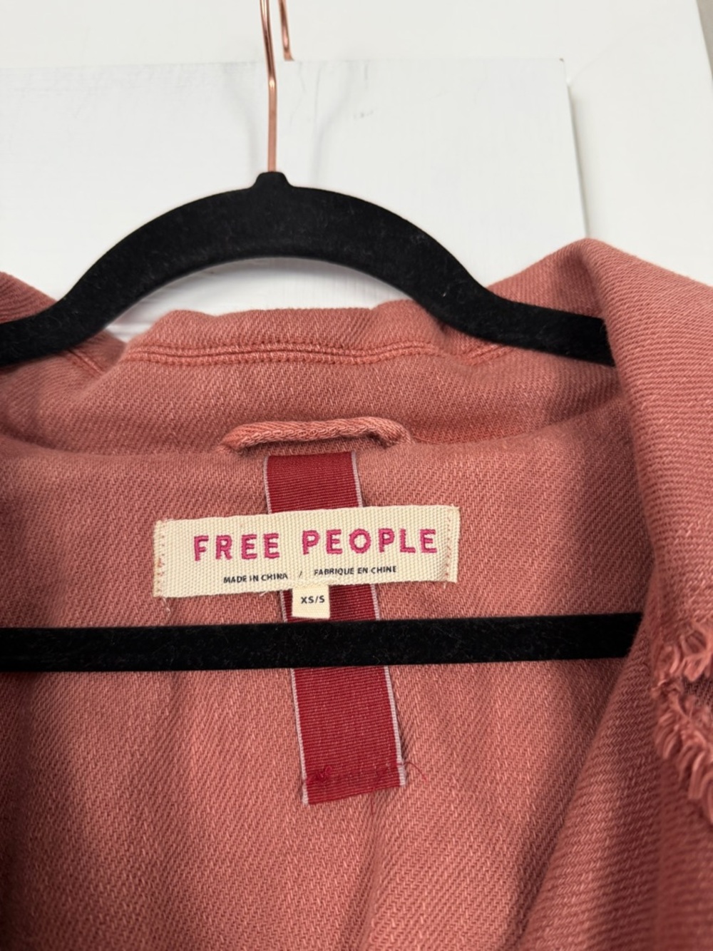 Free People Dusty Rose Long Coat Jacket Belted Double Breasted Trench Coat - Picture 3 of 11
